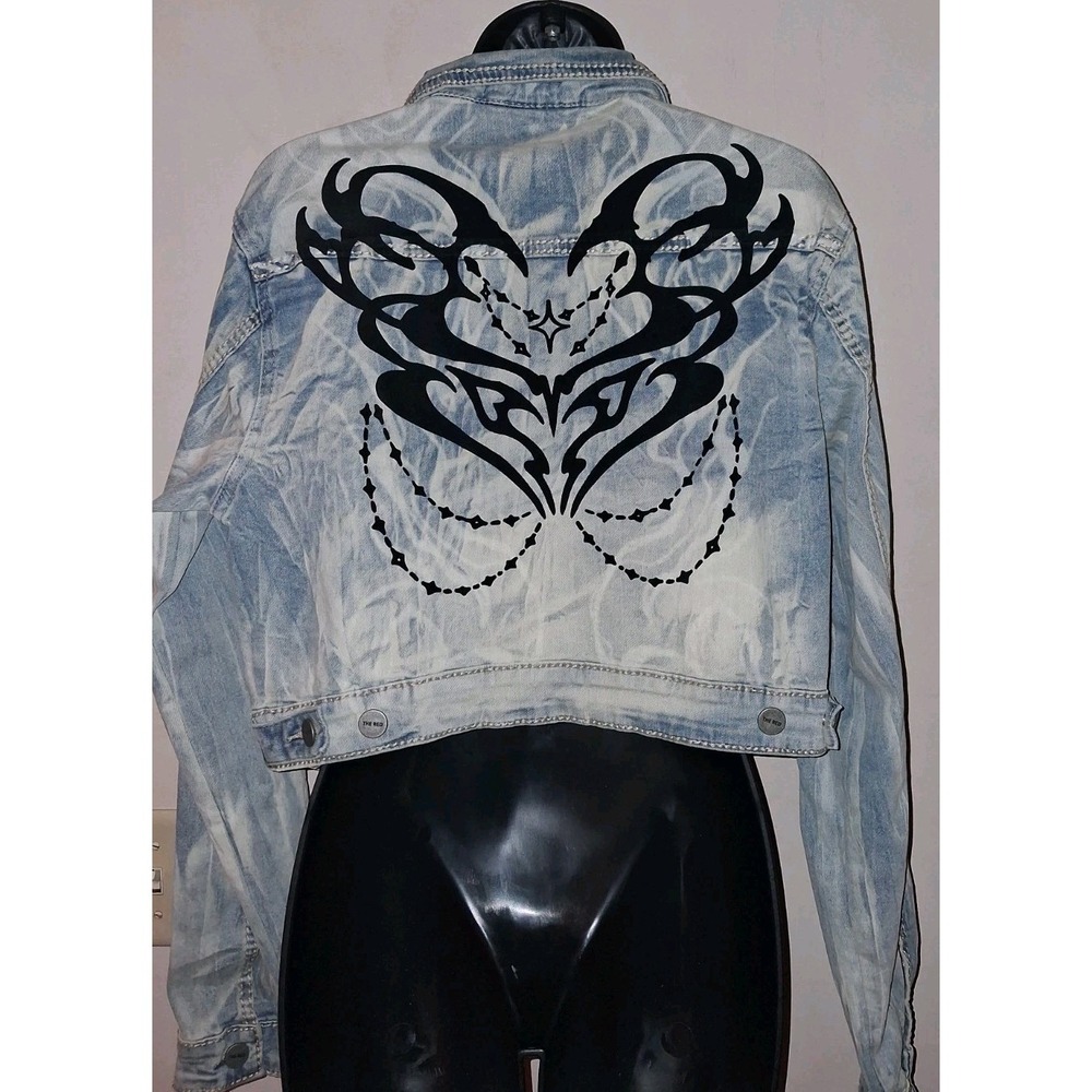 Women's Smoke Rise Olivia Heart Denim Jacket Size L - Picture 3 of 9